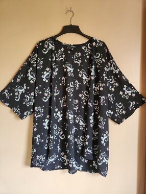 a.n.a A New Approach Floral Kimono Cardigan Black Pink Blue Plus Size 1X